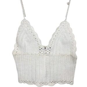 Brandy Melville white crocheted top bralette, XXS, Summer Boho Hippie Festival
